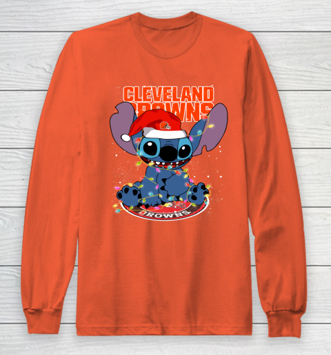 Cleveland Browns NFL Football noel stitch Christmas Long Sleeve T-Shirt 3