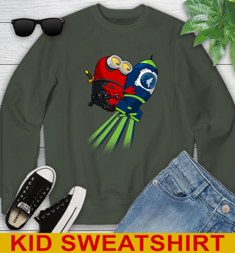 NBA Basketball Minnesota Timberwolves Deadpool Minion Marvel Shirt Youth Sweatshirt 8