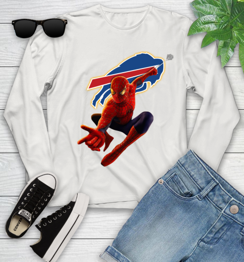 NFL Spider Man Avengers Endgame Football Buffalo Bills Youth Long Sleeve 12