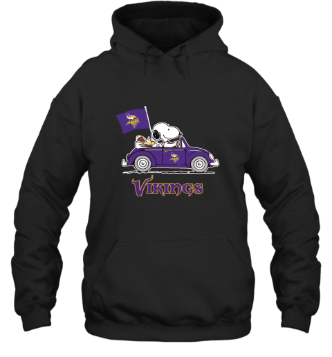 Snoopy And Woodstock Ride The Minnesota Vikings Car NFL Hoodie