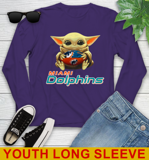 NFL Football Miami Dolphins Baby Yoda Star Wars Shirt Youth Long Sleeve 5