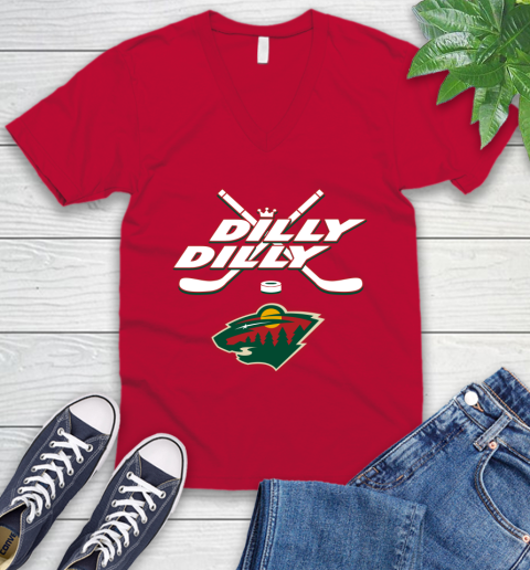 NHL Minnesota Wild Dilly Dilly Hockey Sports V-Neck T-Shirt 8