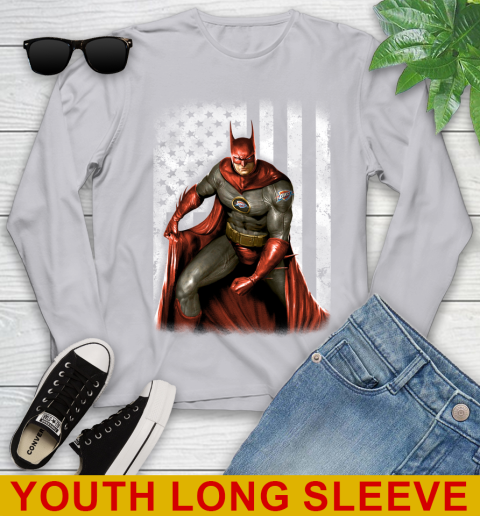 Oklahoma City Thunder NBA Basketball Batman DC American Flag Shirt Youth Long Sleeve 5