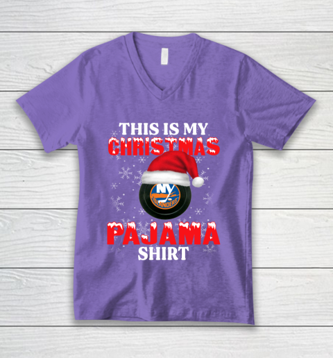 New York Islanders This Is My Christmas Pajama Shirt NHL V-Neck T-Shirt 9 New York Islanders This Is My Christmas Pajama Shirt NHL V-Neck T-Shirt - Image 9