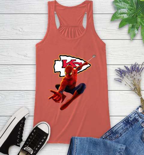 NFL Spider Man Avengers Endgame Football Kansas City Chiefs Racerback Tank 4