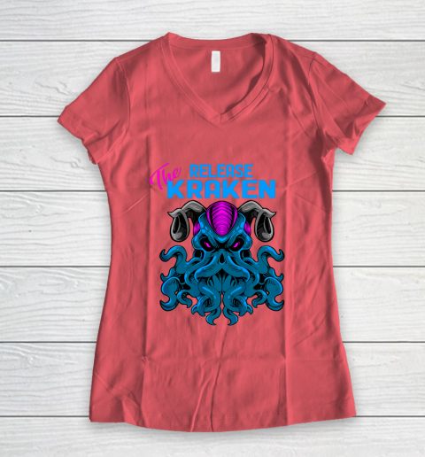 Kraken Sea Monster Vintage Release the Kraken Giant Kraken Women's V-Neck T-Shirt 3