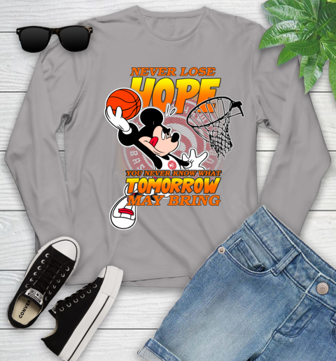 Atlanta Hawks NBA Basketball Mickey Disney Never Lose Hope Youth Long Sleeve 5