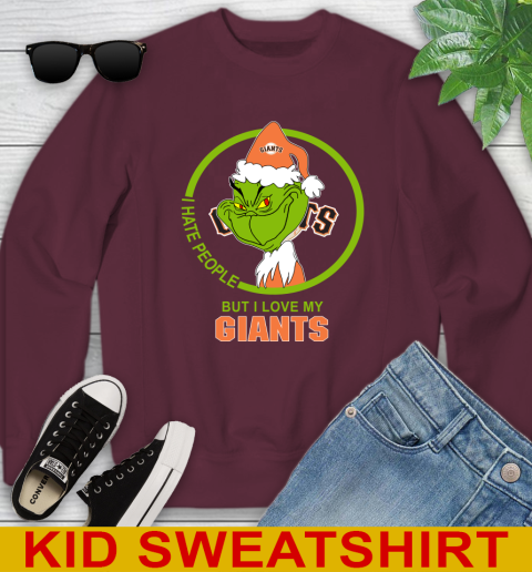 San Francisco Giants MLB Christmas Grinch I Hate People But I Love My Favorite Baseball Team Youth Sweatshirt 5