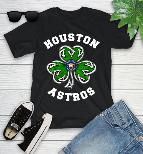 MLB Houston Astros Three Leaf Clover St Patrick's Day Baseball Sports Youth T-Shirt