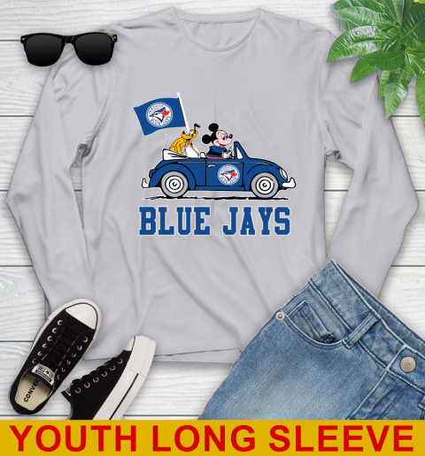 MLB Baseball Toronto Blue Jays Pluto Mickey Driving Disney Shirt Youth Long Sleeve 6