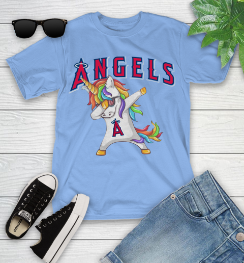 Los Angeles Angels MLB Baseball Funny Unicorn Dabbing Sports Youth T-Shirt 11
