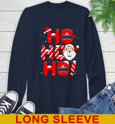 LA Clippers NBA Basketball Ho Ho Ho Santa Claus Merry Christmas Shirt Long Sleeve T-Shirt 3