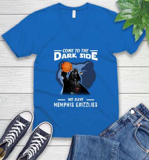 NBA Come To The Dark Side We Have Memphis Grizzlies Star Wars Darth Vader Basketball V-Neck T-Shirt 5
