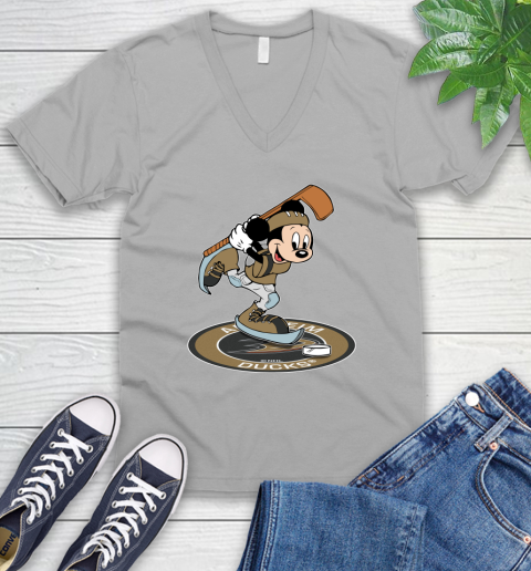 NHL Hockey Anaheim Ducks Cheerful Mickey Disney Shirt V-Neck T-Shirt 4