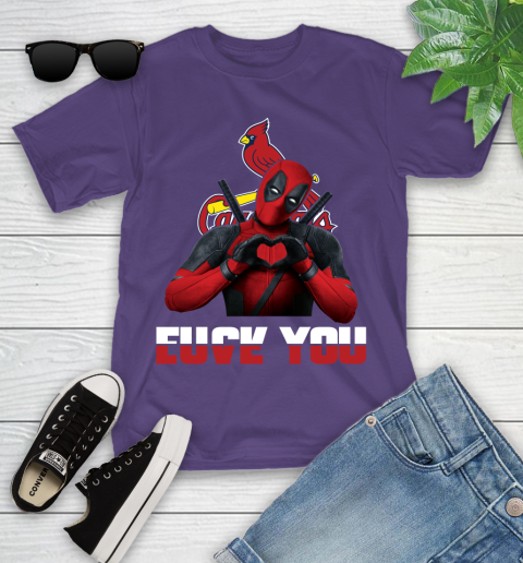 MLB St.Louis Cardinals Deadpool Love You Fuck You Baseball Sports Youth T-Shirt 3
