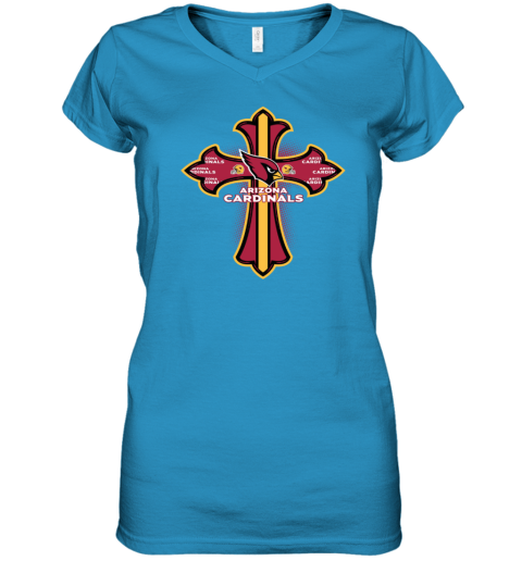 NFL Yellow Crusader Cross Arizona Cardinals Women's V-Neck T-Shirt -  Rookbrand