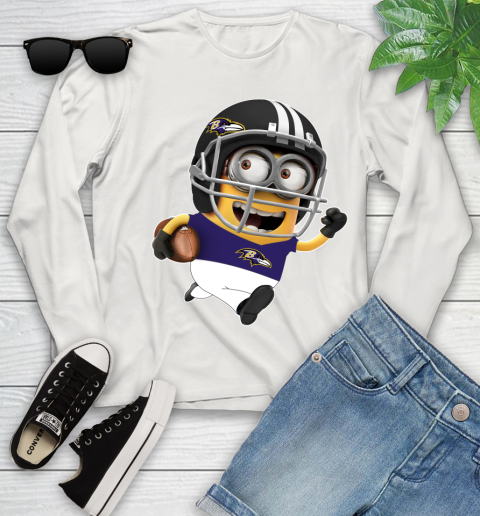NFL Baltimore Ravens Minions Disney Football Sports Youth Long Sleeve 12