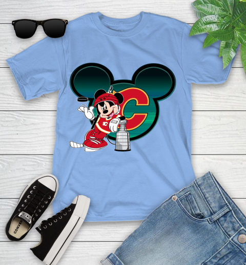 NHL Calgary Flames Stanley Cup Mickey Mouse Disney Hockey T Shirt Youth T-Shirt 11