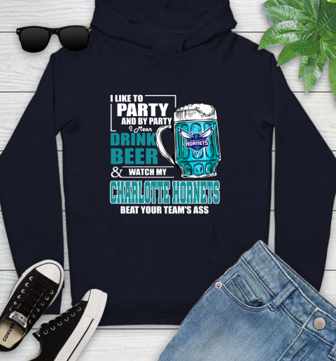 NBA Drink Beer and Watch My Charlotte Hornets Beat Your Team' Ass Youth Hoodie 3