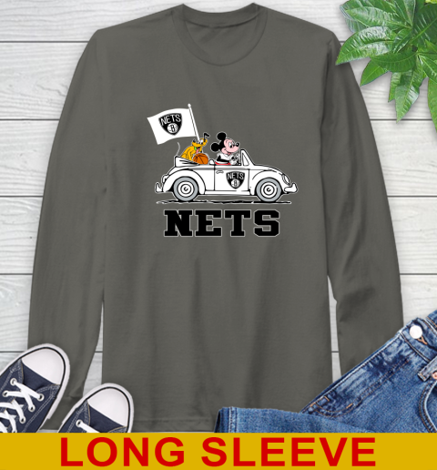 NBA Basketball Brooklyn Nets Pluto Mickey Driving Disney Shirt Long Sleeve T-Shirt 8