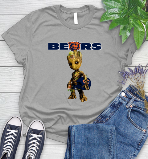 Chicago Bears NFL Football Groot Marvel Guardians Of The Galaxy Women's T-Shirt 10