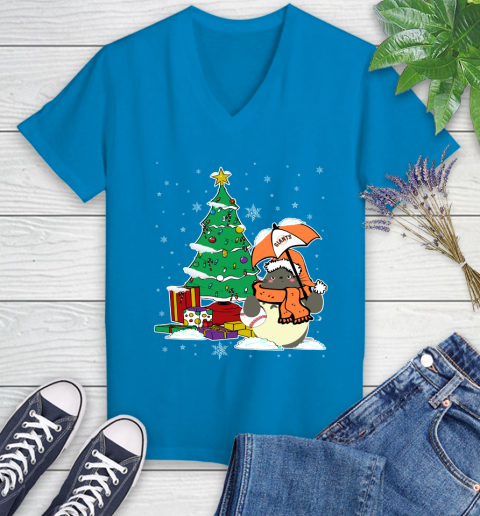 San Francisco Giants MLB Baseball Cute Tonari No Totoro Christmas Sports Women's V-Neck T-Shirt 7