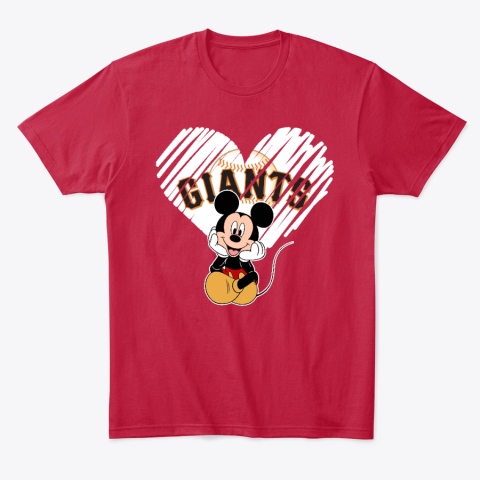 q9ty san francisco giants the heart mickey mouse classic t shirt 2 front red