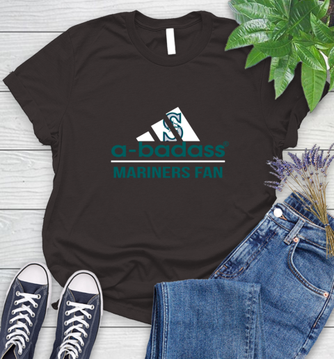 MLB A Badass Seattle Mariners Fan Adidas Baseball Sports Women's T-Shirt 11