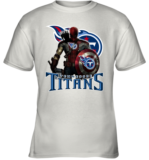 NFL Captain America Thor Spider Man Hawkeye Avengers Endgame Football Tennessee Titans Youth T-Shirt