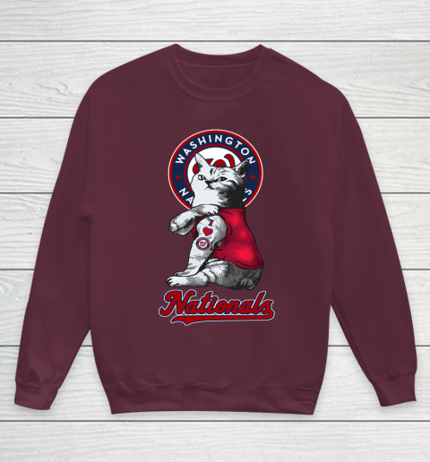 MLB Baseball My Cat Loves Washington Nationals Youth Sweatshirt 4