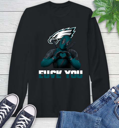 NHL Philadelphia Eagles Deadpool Love You Fuck You Football Sports Long Sleeve T-Shirt