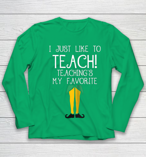 Cute TEACHER ELF Christmas T Shirt I Just Like to Youth Long Sleeve 4
