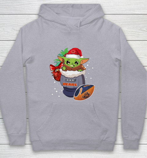 Chicago Bears Christmas Baby Yoda Star Wars Funny Happy NFL Youth Hoodie 5