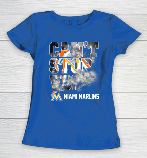 MLB Miami Marlins Baseball Can't Stop Vs Marlins Women's T-Shirt 8