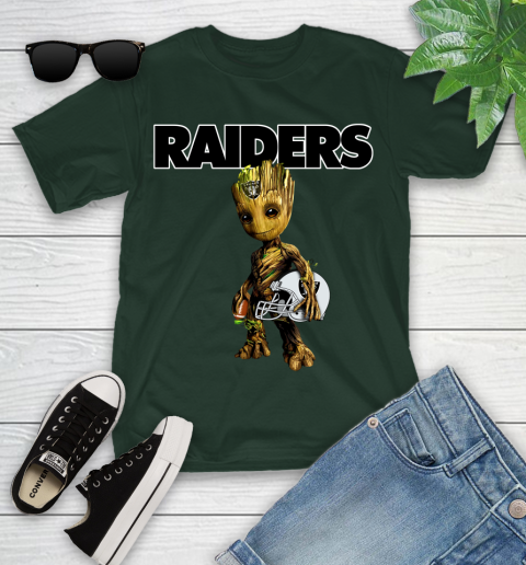 Oakland Raiders NFL Football Groot Marvel Guardians Of The Galaxy Youth T-Shirt 5