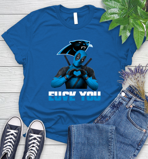 NHL Carolina Panthers Deadpool Love You Fuck You Football Sports Women's T-Shirt 12