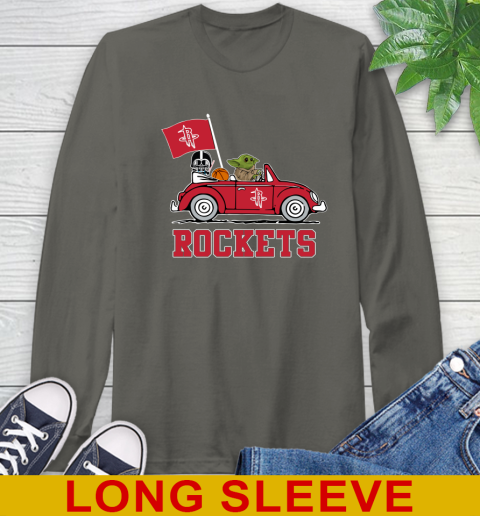 NBA Basketball Houston Rockets Darth Vader Baby Yoda Driving Star Wars Shirt Long Sleeve T-Shirt 8