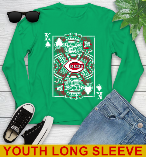 Cincinnati Reds MLB Baseball The King Of Spades Death Cards Shirt Youth Long Sleeve 7