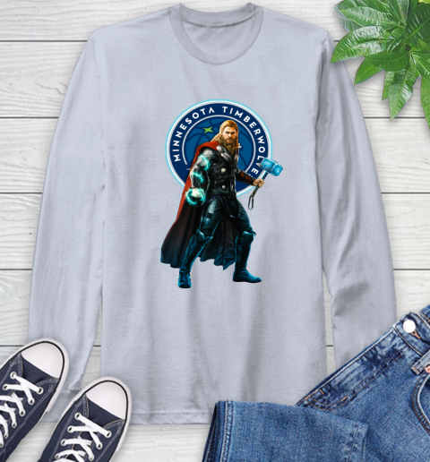 NBA Thor Avengers Endgame Basketball Minnesota Timberwolves Long Sleeve T-Shirt 6