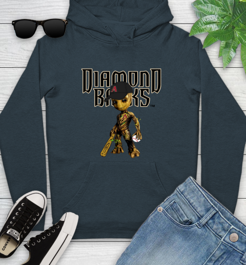 MLB Arizona Diamondbacks Groot Guardians Of The Galaxy Baseball Youth Hoodie 8