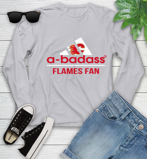 NHL A Badass Calgary Flames Fan Adidas Hockey Sports Youth Long Sleeve 5