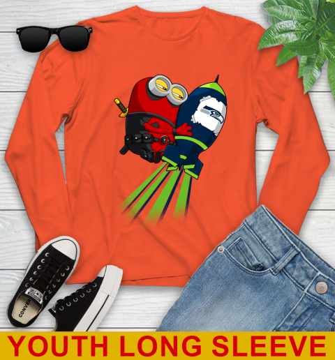NFL Football Seattle Seahawks Deadpool Minion Marvel Shirt Youth Long Sleeve 3