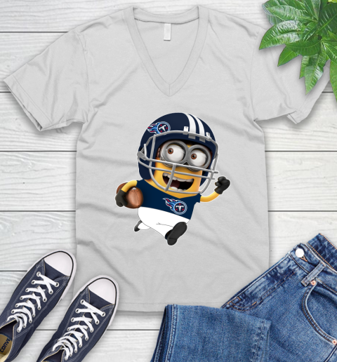 NFL Tennessee Titans Minions Disney Football Sports V-Neck T-Shirt