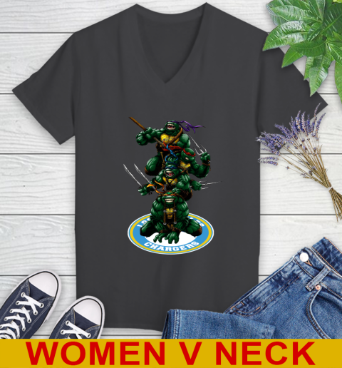 NFL Football Los Angeles Chargers Teenage Mutant Ninja Turtles Shirt Women's V-Neck T-Shirt 9