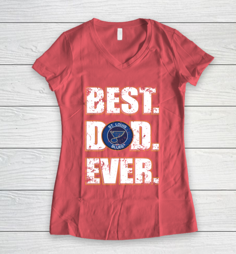 NHL St.Louis Blues Hockey Best Dad Ever Family Shirt Women's V-Neck T-Shirt - Image 5