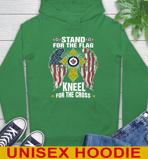 NHL Hockey Winnipeg Jets Stand For Flag Kneel For The Cross Shirt Hoodie 8