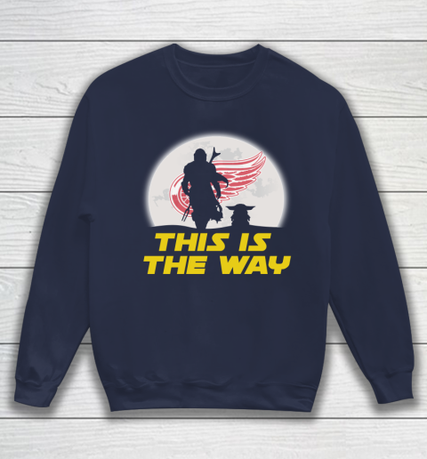 Detroit Red Wings NHL Ice Hockey Star Wars Yoda And Mandalorian This Is The Way Sweatshirt 2