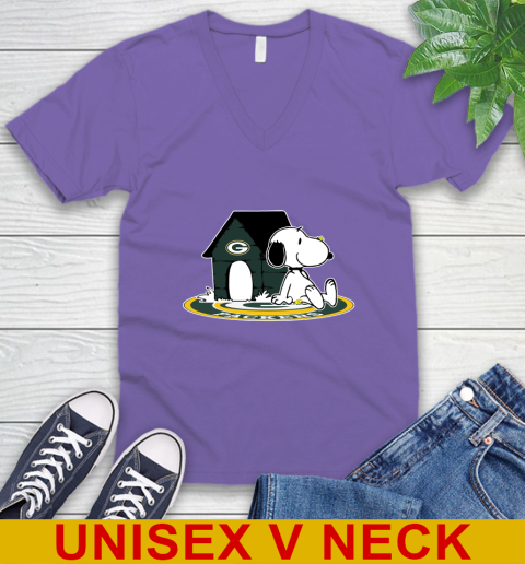 NFL Football Green Bay Packers Snoopy The Peanuts Movie Shirt V-Neck T-Shirt 9