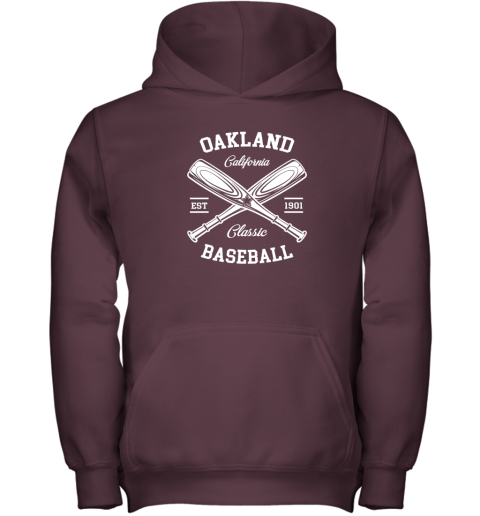 uore oakland baseball classic vintage california retro fans gift t youth hoodie 43 front maroon