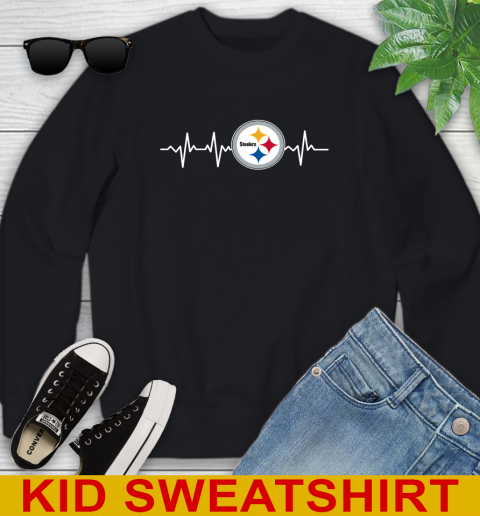 Pittsburgh Steelers NFL Football Heart Beat Shirt Youth Sweatshirt